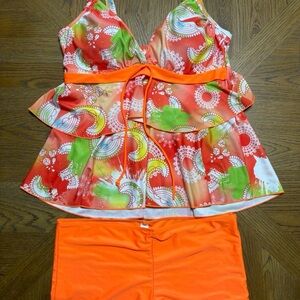 Coral Paisley Tankini Size 2x